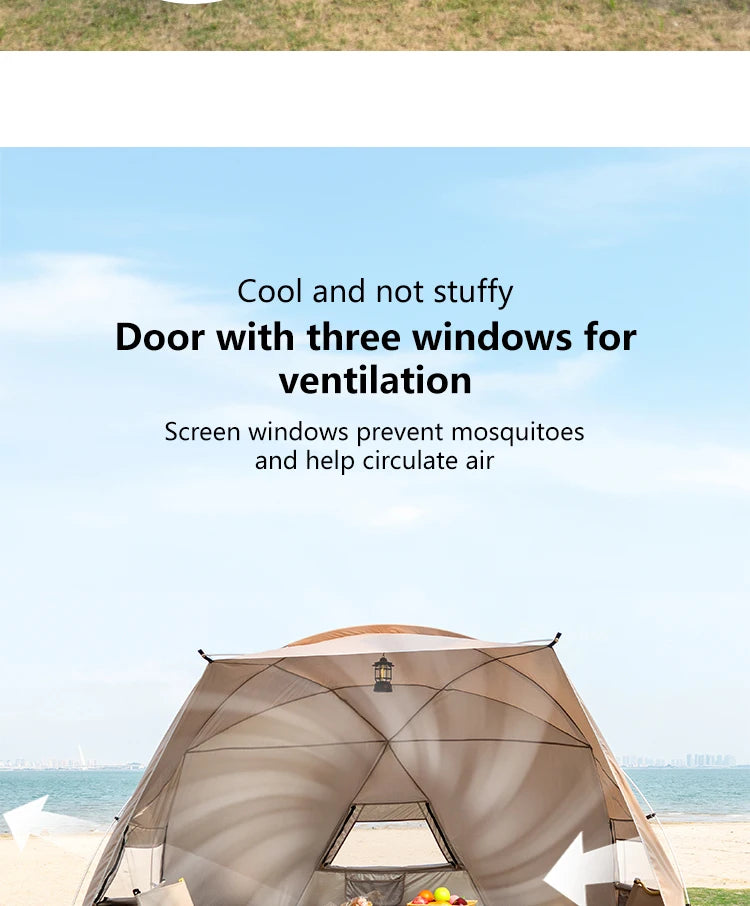 Sonuto Outdoor 4-7 People Camping Park Beach Tent Vinyl Sunscreen Folding Portable Canopy Rainproof And Sunscreen Shelter