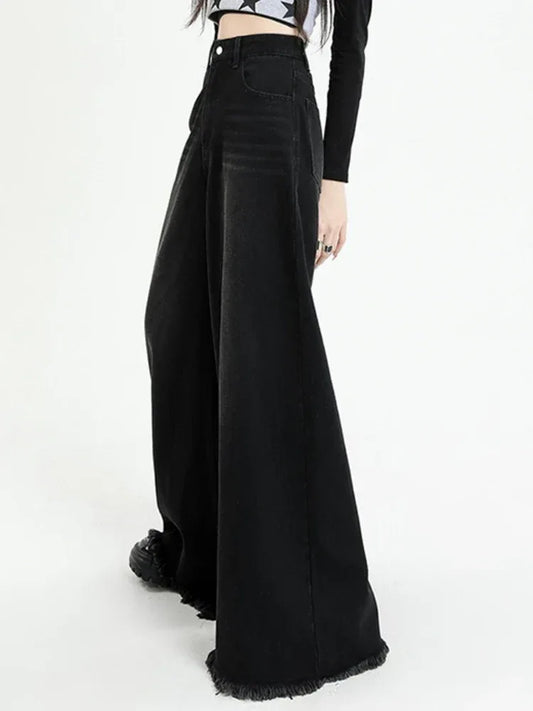 Jeans Women Leisure Streetwear Wide Leg Classic All-match Simple Holiday Retro Design Loose Spring Daily Students Ulzzang Ins - Golden Bridge Store