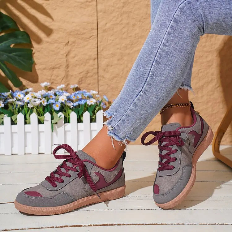 Sneakers Women Fashion Platform Casual Single Shoes Breathable Flat Bottom Lace Up Lightweight Sneakers Shoes Zapatos De Mujer