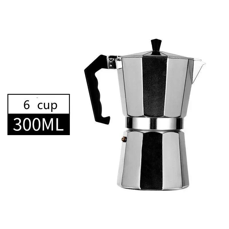 Moka Pot Italian Coffee Machine Espresso Aluminum Geyser Coffee Maker Kettle Latte Stove Classic Coffee Barista Accessories600ml