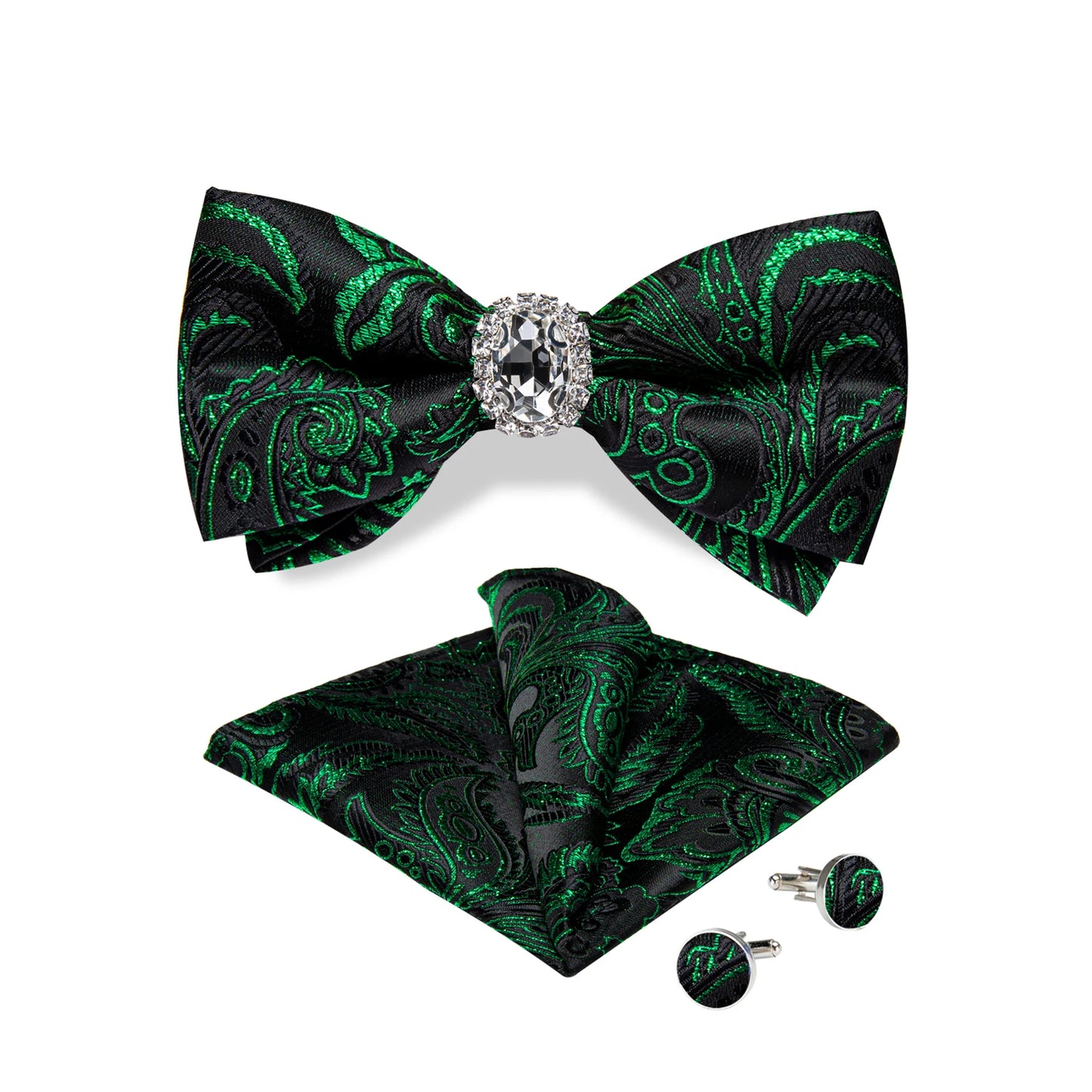 Designer Men's Silk Bowties Pocket Square Cufflink Set for Man Wedding Pre-tied Bow Ties Fashion Butterfly Knot Business Bowties