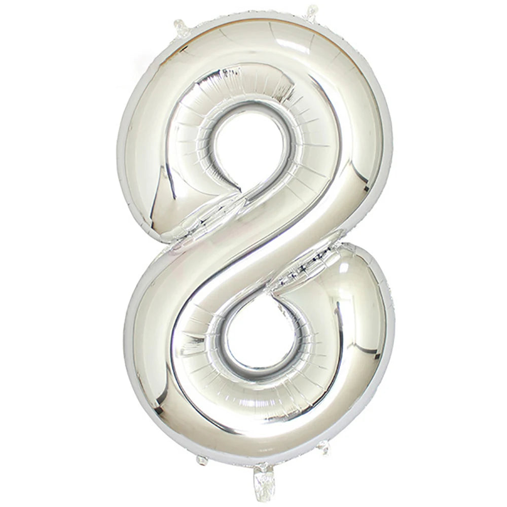 Silber-Zahlen-Ballon 2025: 40" Aluminium-Foil Digital - Birthday Photo Props Collection