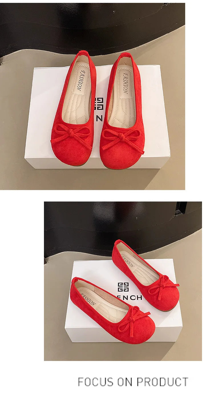 Frauen Ballett Flache Schuhe 2025 - Vier Jahreszeiten Komfortabel Anti Rutsch - Outdoor Casual Schuhe Fashion Schleifenknoten Retro Candy Farbe Damen Schuhe