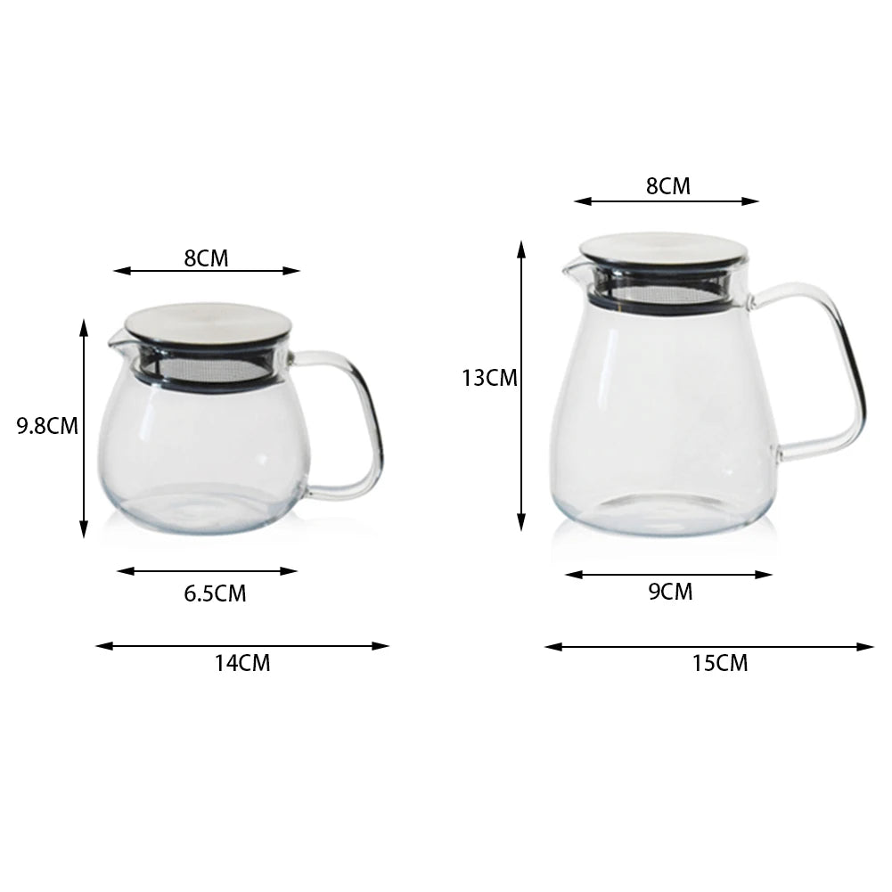 Clear Glass Teapot With Removable Filter Lid Easy Cleaning Tea Brewings Pot Stylish Reusable For Office/Home Housewarming Gift