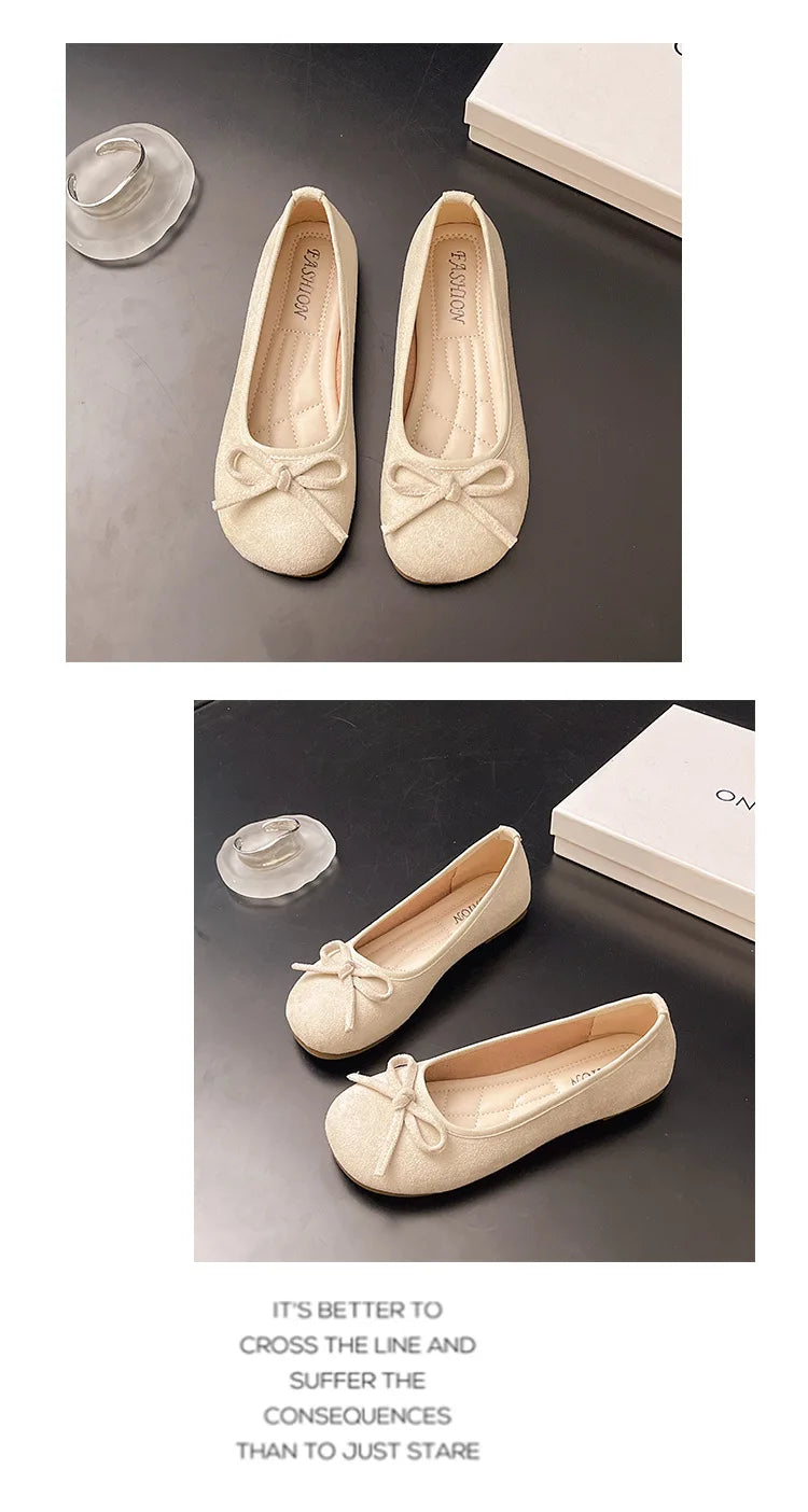 Frauen Ballett Flache Schuhe 2025 - Vier Jahreszeiten Komfortabel Anti Rutsch - Outdoor Casual Schuhe Fashion Schleifenknoten Retro Candy Farbe Damen Schuhe