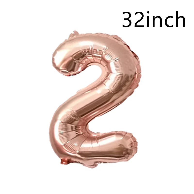 QIJOYJU Rosegold Zahlballon - 32 Zoll 1 Stück Nummer