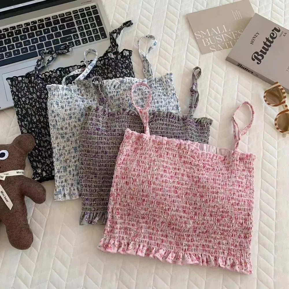 Maiou de damă 2025 - Camizolă din dantelă cu imprimeu floral și absorbante integrate pentru sutien