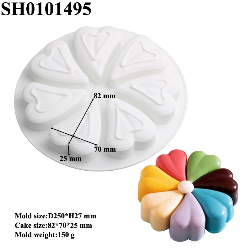 Romantic Heart or Rose Design Silicone Cake Molds Valentine's Day Mousse Cake Mold Kitchen Bakeware Dessert Decorating Tools