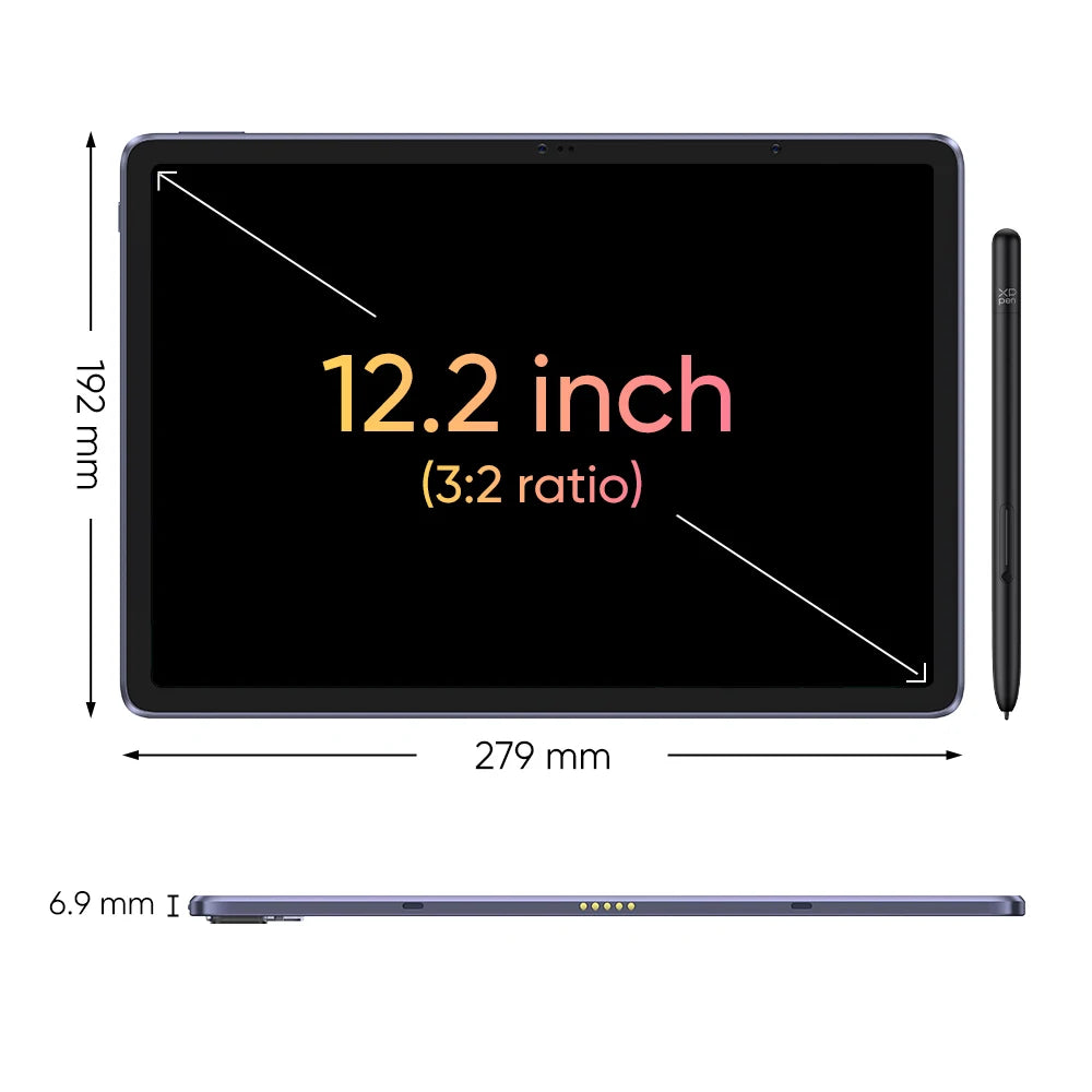 XPPen Magic Drawing Pad 12.2 inch Tablet Android 8GB/256GB 8000mAh with X3 Pro Pencil (16K Pressure/No Charging) Graphics Tablet