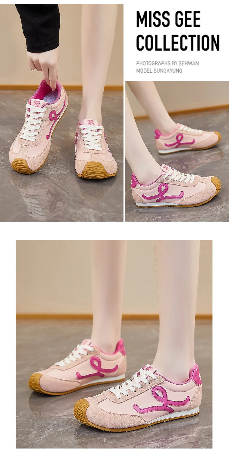 New Fashion Women's Shoes 2025 Spring Autumn Platforms Sneakers Comfortable Flat Shoes Lace-up Non Slip Casual Vulcanized Shoes