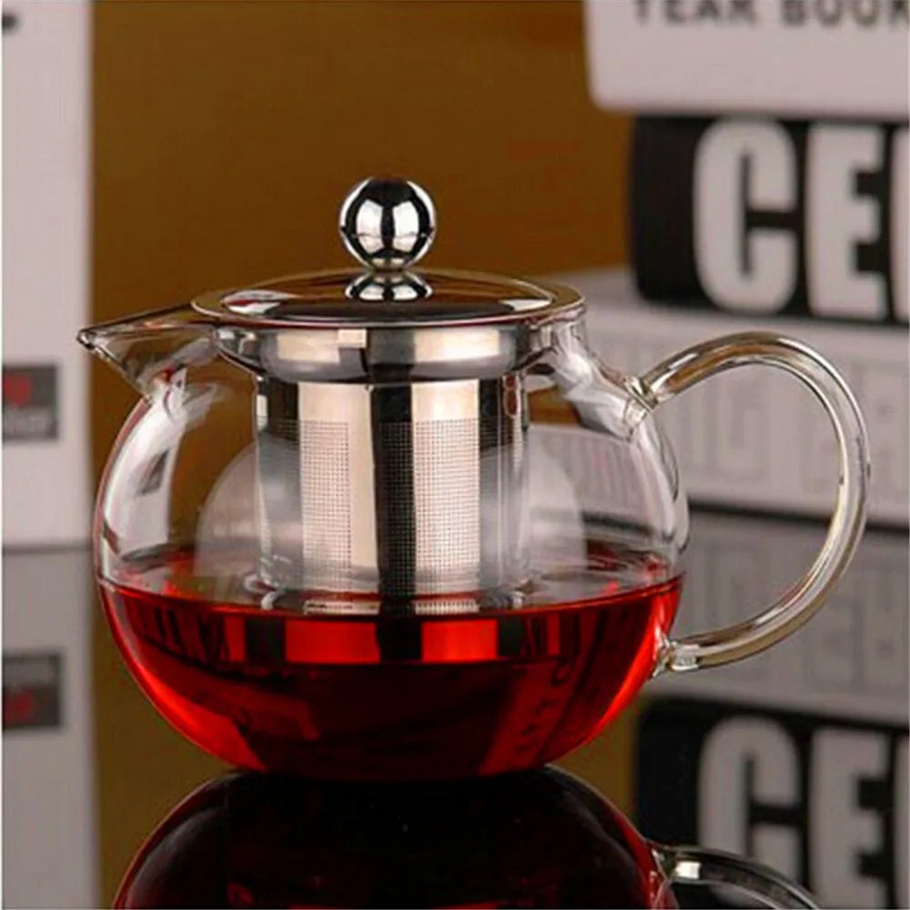 Glass Tea Pot Kettle 650ML/950ML/1300ML Teapot with Stainless Steel Strainer Infuser Filter Tea Cup Set kitchen accessories 주전자
