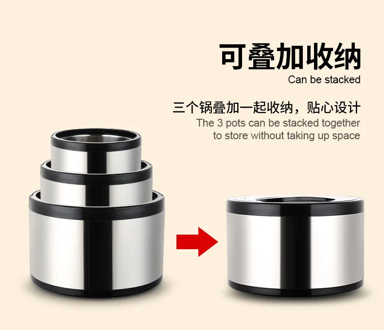 Large Capacity Commercial Portable Insulated Pot with Rice and Household Three Piece Set Insulated Bucket