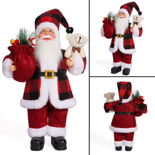 Uflower Weihnachtsmann Puppe Traditionelle Deko - Größe 25 cm, Material Polyester