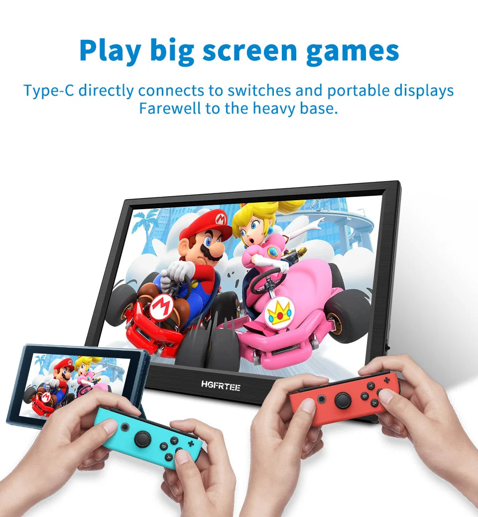 HGFRTEE 11,6 Zoll Portabler Monitor - Gaming- und Erweiterungsmonitor mit HDMI-Anschluss für Laptop, Switch, PS4 und Raspberry Pi