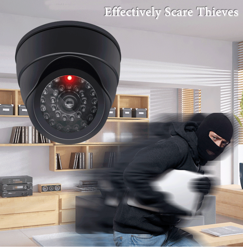 Attrappe-Kamera 2025: Creative Black Plastic Dome CCTV - Flashing LED Fake Camera AA Battery Collection