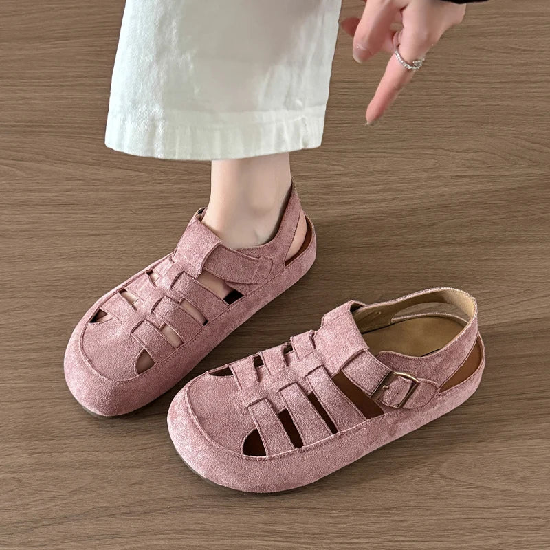 Flats Women's Sandals Fashion Hollow Designer Shoes Casual Slingback Slippers 2025 Summer Flip Flops Trend Sandalias De Mujer
