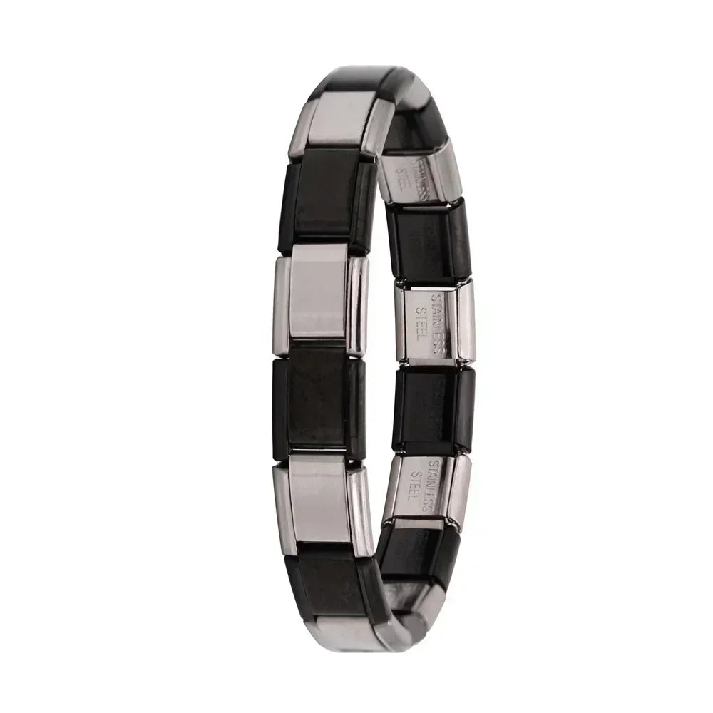 Hapiship Neue Damen Schmuck 9mm Breite Italienisch Elastisch Anhänger Armband Mode Edelstahl Armreif ST-
