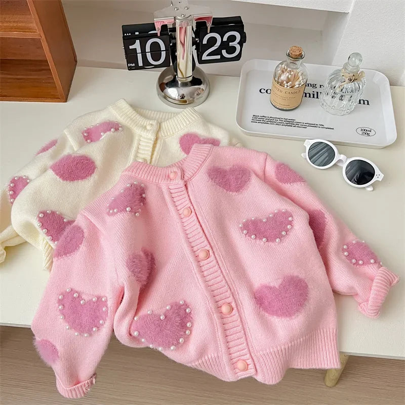 CN Zhejiang 2905 Koreanischer Stil Strickcardigan Für Mädchen - Größe 3-6J, Polyester, Regular Passform