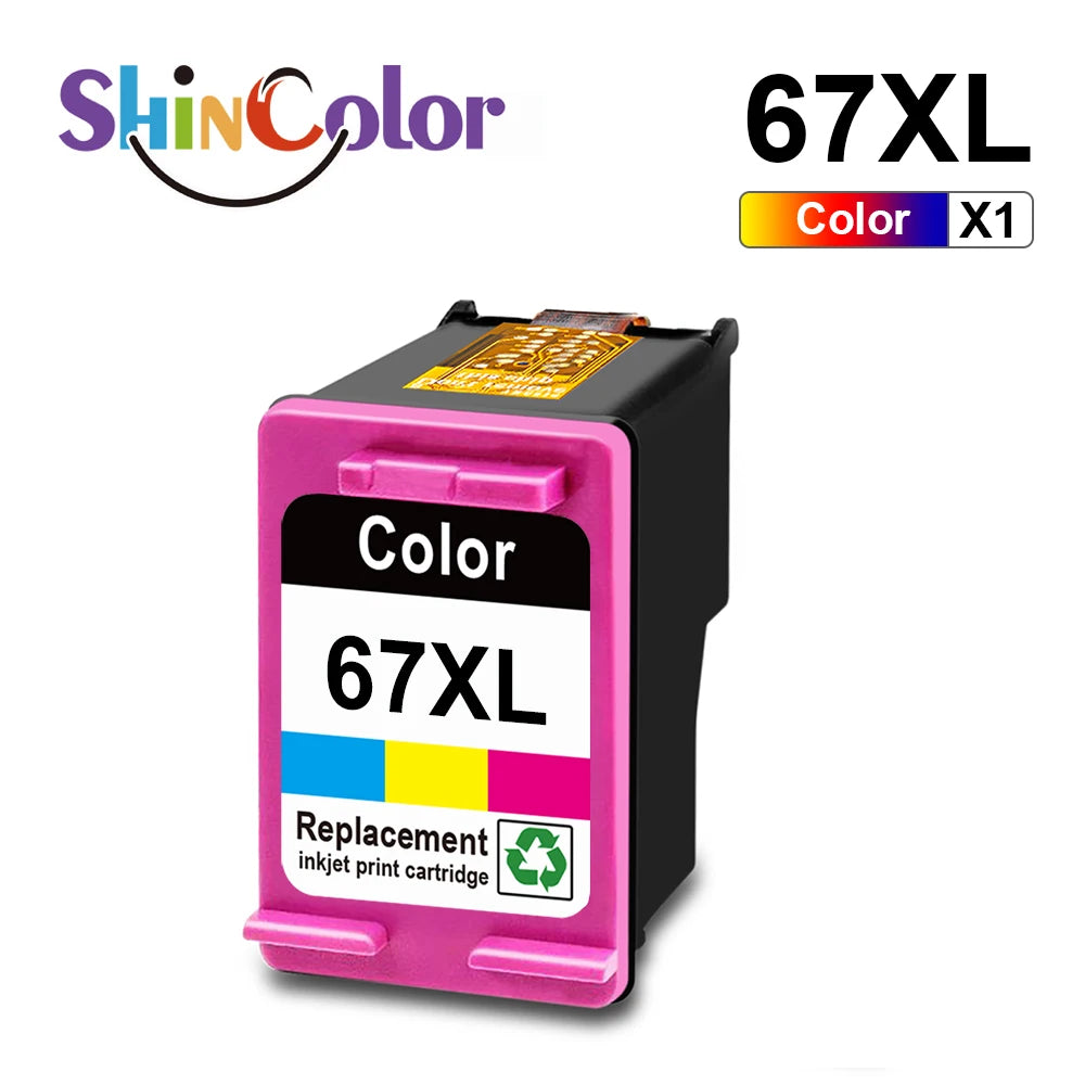 ShinColor 67XL 67 XL Premium Black Remanufactured Color InkJet Cartridge for HP67 For HP ENVY 6000 DeskJet 1255 2700 Printer