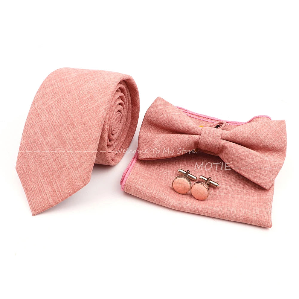 Set de accesorii bărbătești cu design nou, 27 de culori: batistă clasică din bumbac, butoni, papion pentru nuntă, petrecere, cadouri