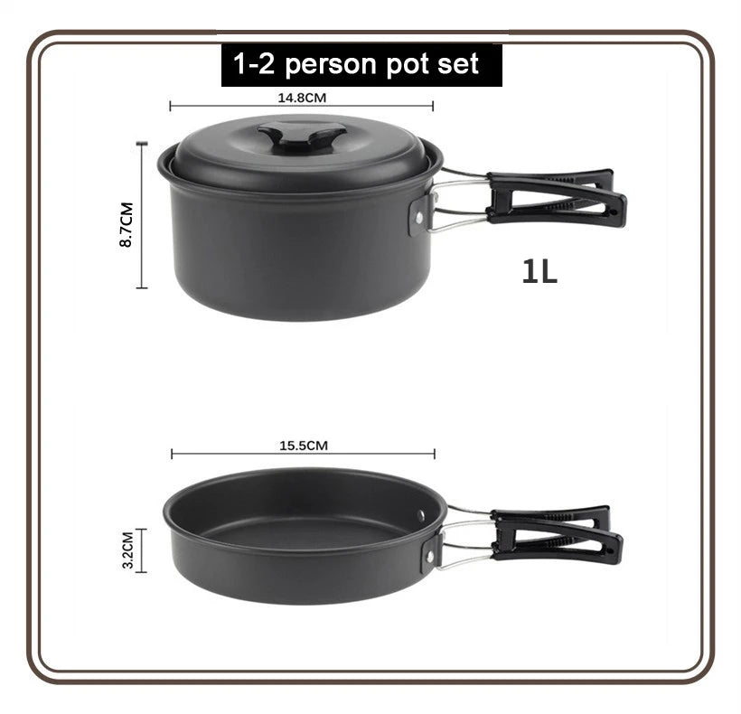 Camping Cookware Set for 1-7 Persons, Lightweight and Portable Pot and Pan with Carrying Bag, Perfect for Outdoor Camping