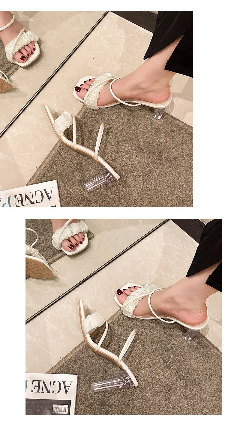Elegant Women Crystal Shoes Summer Pumps Sandals Jelly Slippers Open Toe High Heels Women Slippers Shoes Heel Clear Sandals