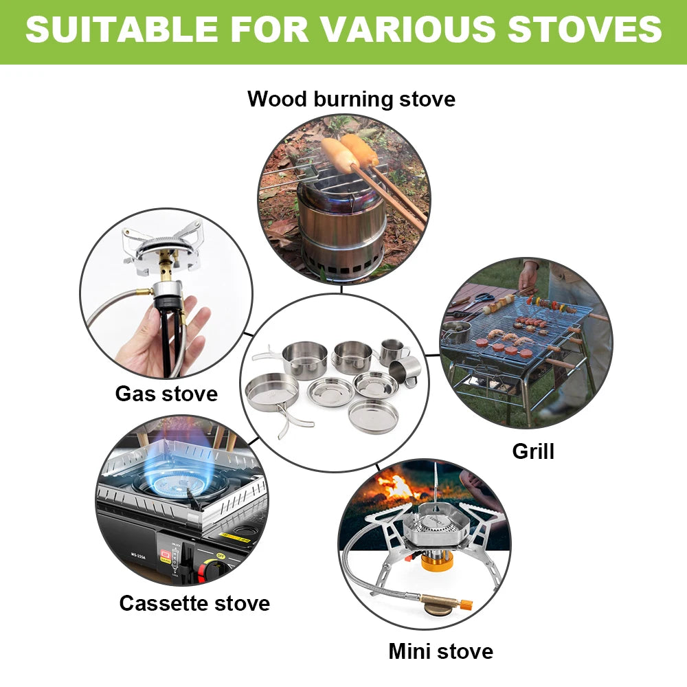 CanHold Camping Kochset Edelstahl - 8tlg 1,5L 18cm