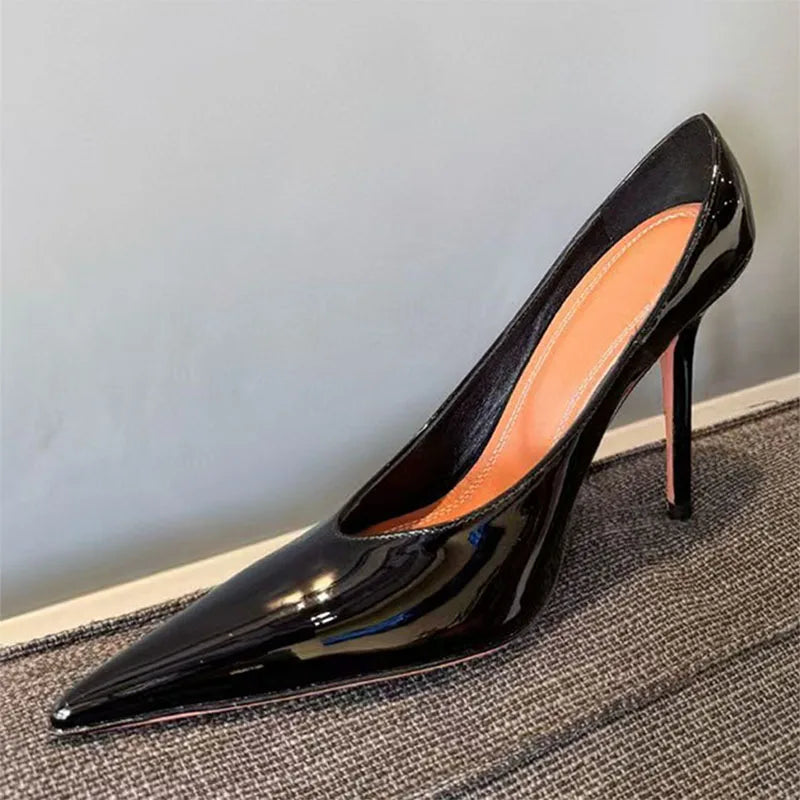 Kadiervy Pumps Spitz Slip On - Lackleder 10 cm Stiletto