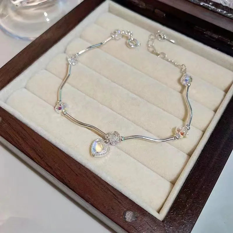 Luxus Kristall Armband für Damen - Mode Herz Charm Armbänder - Strass Bangle Braut Schmuck Accessoires Geschenke