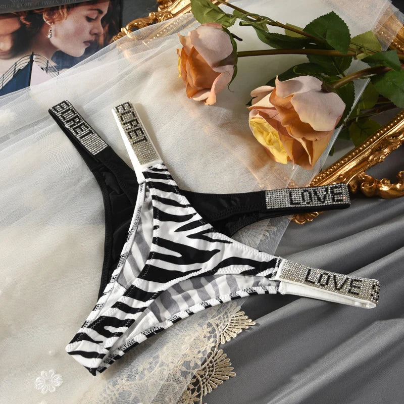Damen-Unterwäsche 2025: TWTZQ Low Waist elegant Panties Women Thongs Rhinestones Letter - Diamonds G-string Sports Thong Shorts Briefs T-back Fitness S-XL Collection