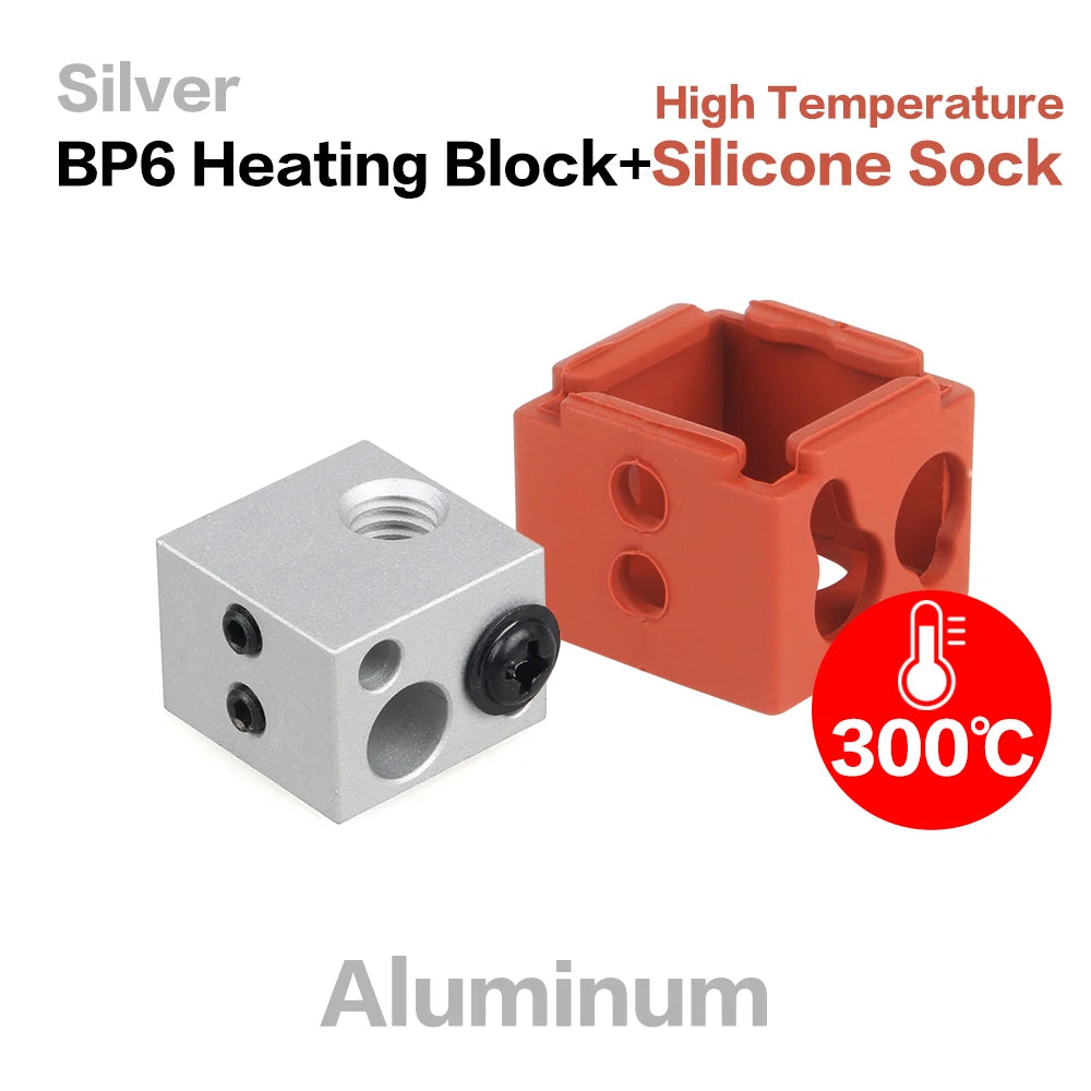 LERDGE Aluminium Heat Block For J-head Extruder HotEnd 3D Printers High Temp Silicone Socks Parts BP6 Heating Block Accessories
