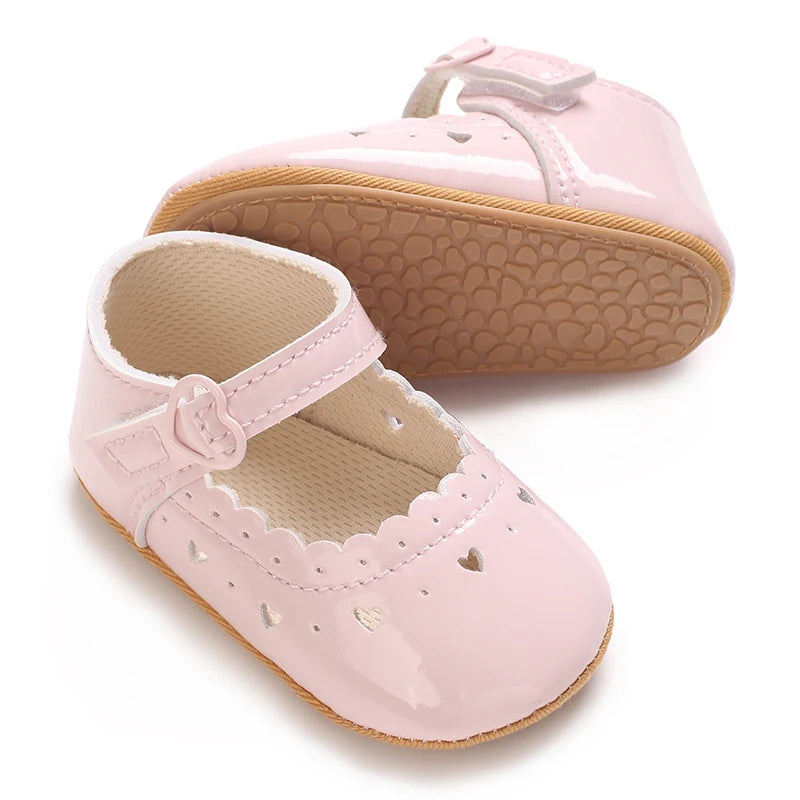 Einfarbige Baby Mädchen Mary Jane Schuhe 2025 - Weiche Gummisohle Anti-Rutsch - Frühling Herbst Prinzessin Schuhe 0-18M