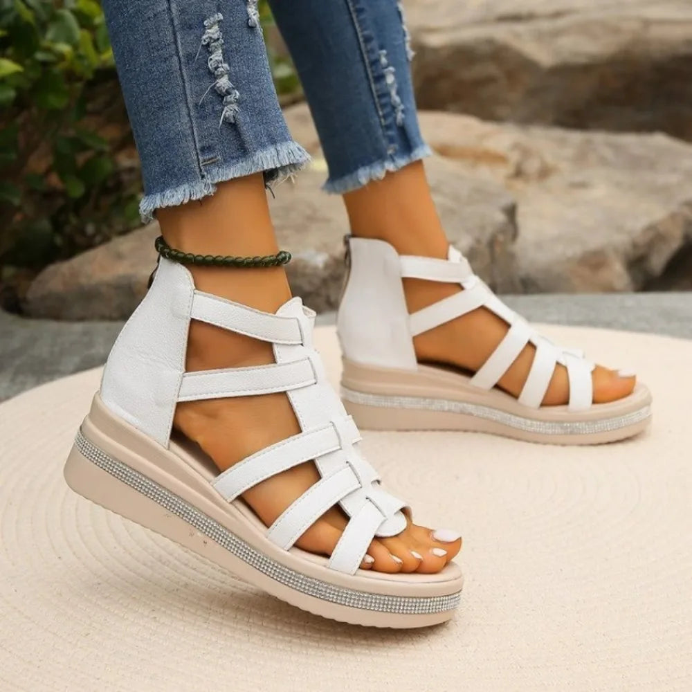 QWPYL Damen Sandale Mehrfachriemen - Dicke Sohle 3-5cm