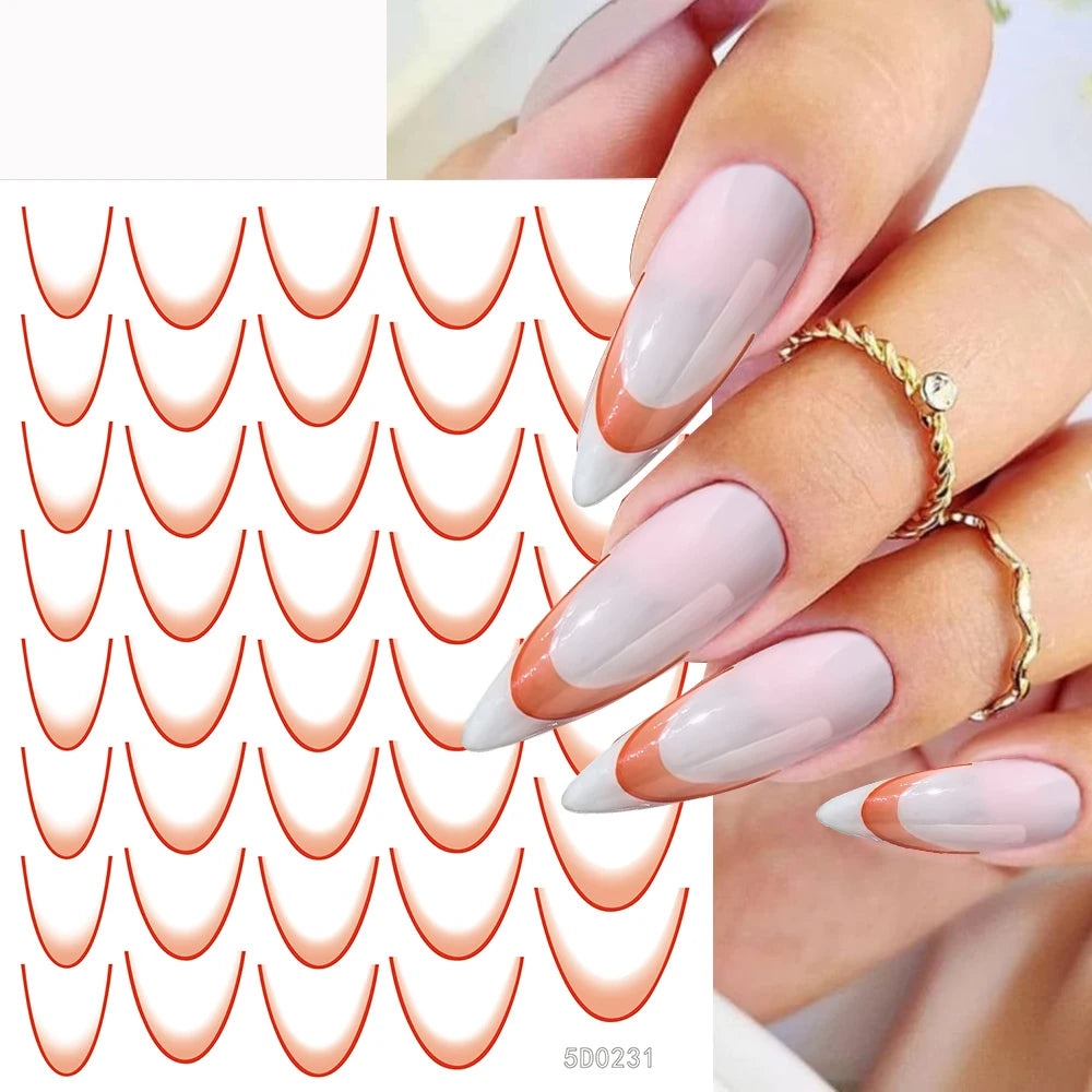 Set de autocolante MAFANAILS cu gradient francez - 14 piese 5D