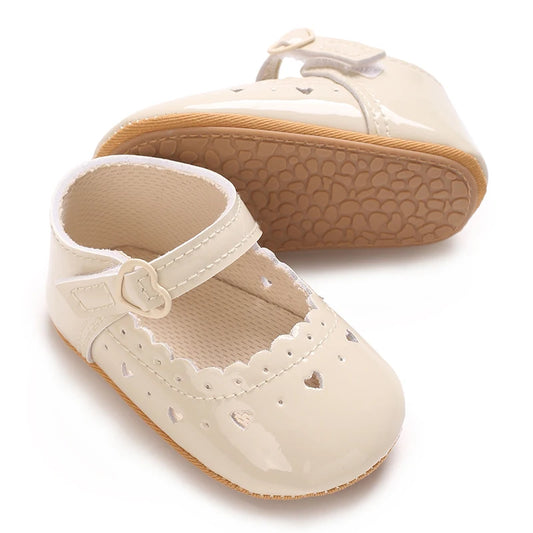 Einfarbige Baby Mädchen Mary Jane Schuhe 2025 - Weiche Gummisohle Anti-Rutsch - Frühling Herbst Prinzessin Schuhe 0-18M