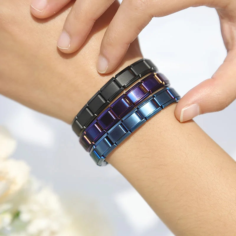 Hapiship Neue Damen Schmuck 9mm Breite Italienisch Elastisch Anhänger Armband Mode Edelstahl Armreif ST-