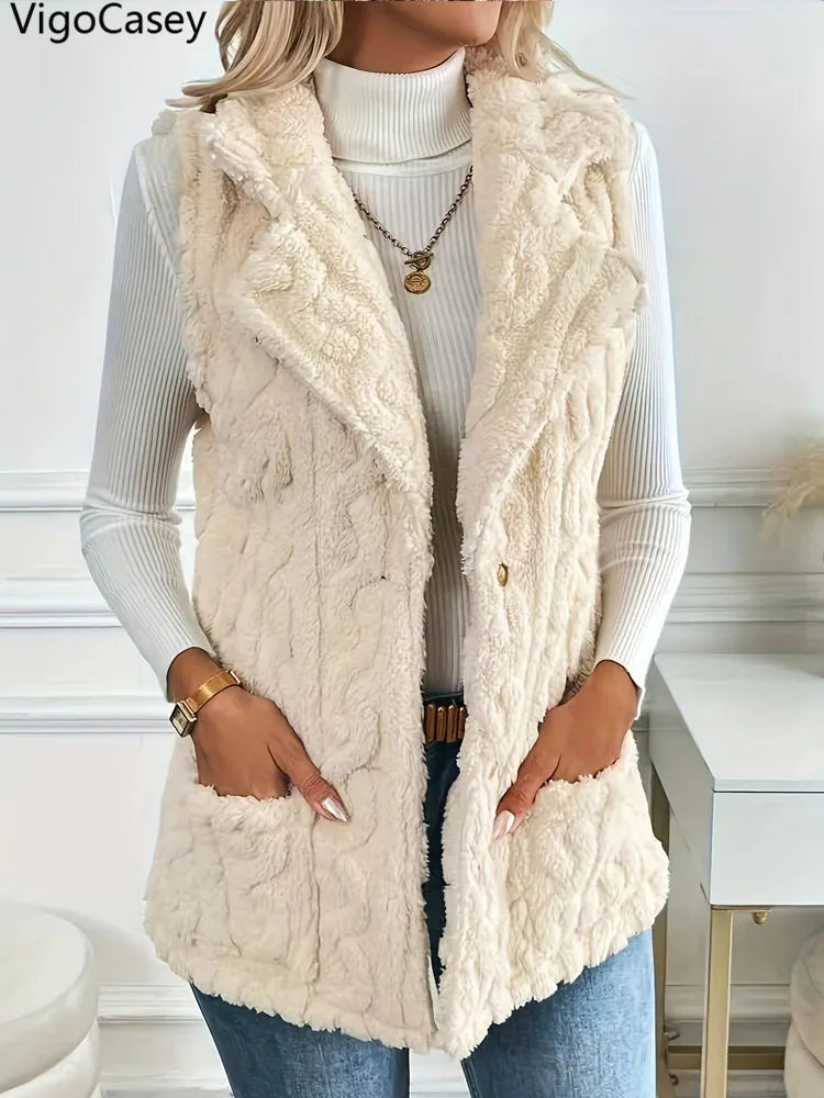 VigoCasey Weste Plüsch - Größe M Polyester Reißverschluss