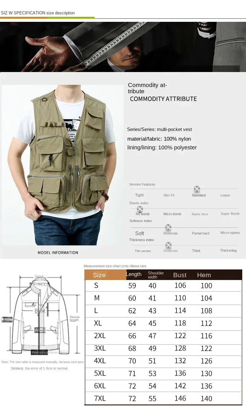 OutGear MultiPocket Jagdweste - 12 Taschen, Mesh, L