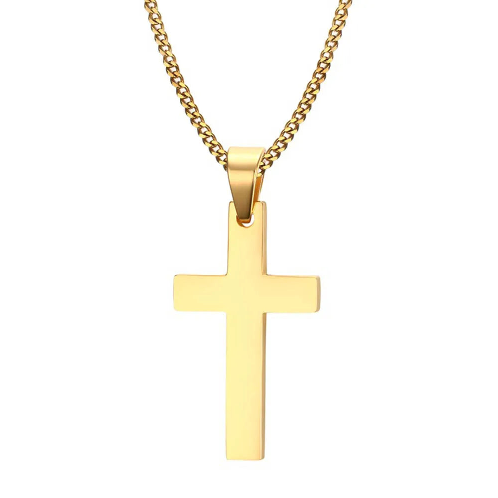 UAXPEOC Kreuz Anhänger Unisex - Edelstahl Vergoldet 55cm