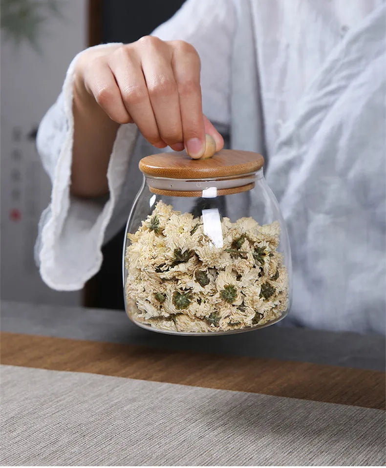 Spherical Glass Food Storage Container with Cork Lids Large Capacity Sealed Glass Bottles Pot Jar for Kitchen Organizer tools