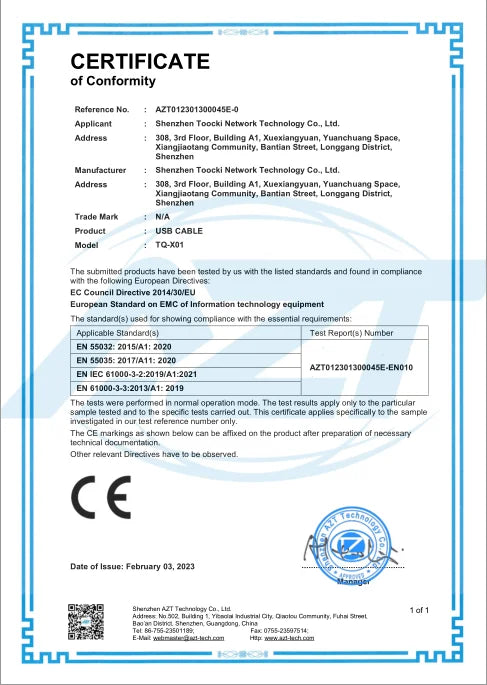 Toocki Typ-C Kabel PD 100W - 5A, USB-C zu USB-C Display