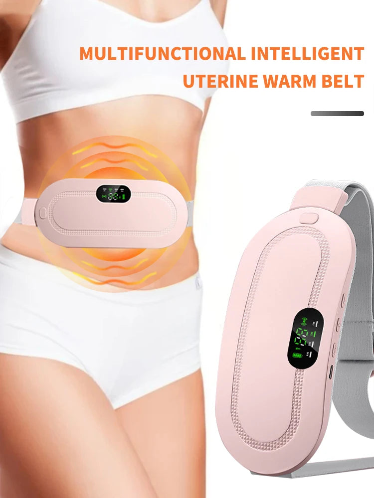 Rechargeable Heating Waist Belt with Digital Display - Vibrating Massager for Period Pain Relief & Women's Menstrual Care