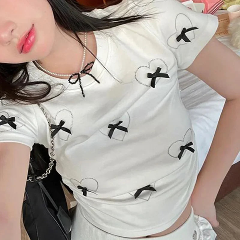 Tees T Shirt Clothes For Women Clothing Japanese 2000s style Y2K T-Shirts Friends Crop Tops Cutecore Women Blusas Ropa Camisetas