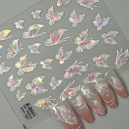 Leidankou 5D Schmetterling Nail Art Aufkleber - 14x7.2cm 1St