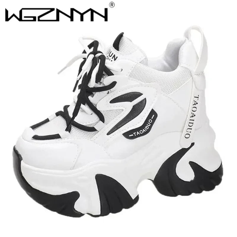 Fashion Sneakers For Women 11CM Platform Chunky Casual Shoes High Quality Autumn Woman Tenis Female Walking Trainers Thick Sole