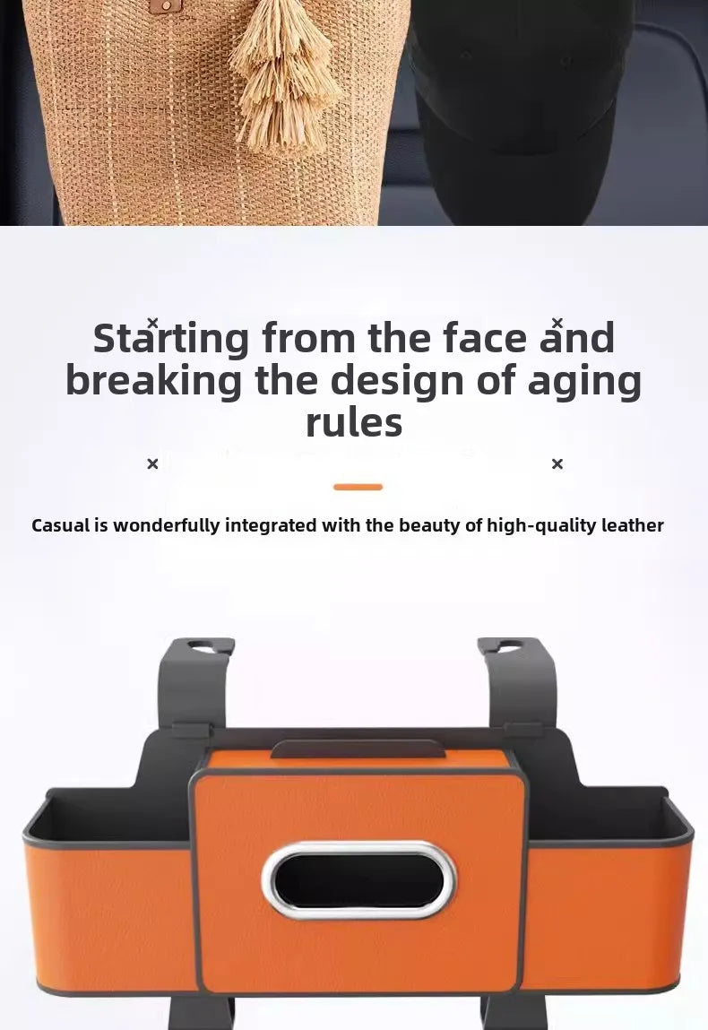 Scaun auto spate banchetă piele multifuncțională cutie de depozitare cutie de șervețele auto geantă de depozitare suport pentru pahare de apă cu cârlig cutie de depozitare