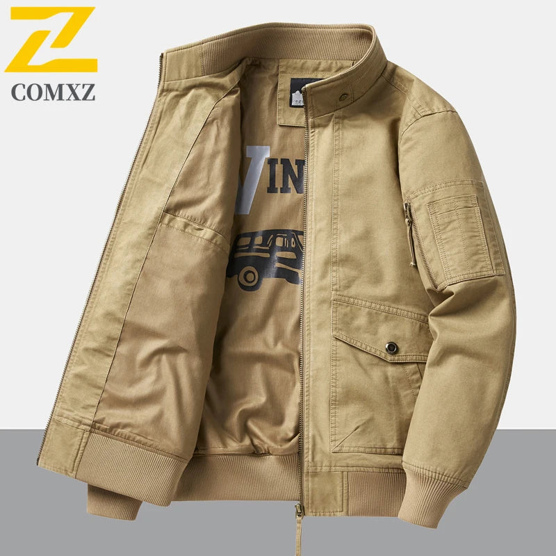 Fujian Safari Baumwolljacke Mehrere Taschen - Stehkragen