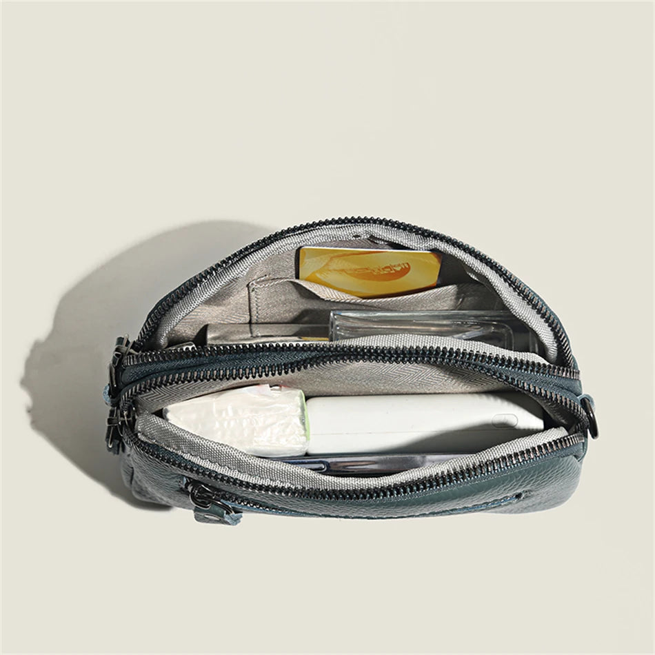 Echtes Leder Tasche 2025 - Luxus Frauen Umhängetasche - Einfarbig Clutch Handy Taschen Schultertasche Messenger Bag