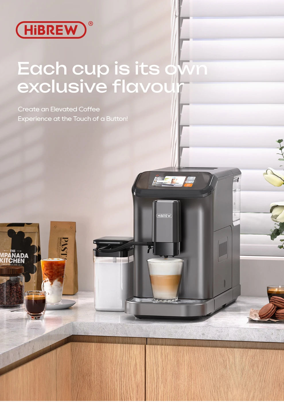HiBREW Vollautomat 2025: H16 Touch-Display Cappuccino - Premium Barista Collection