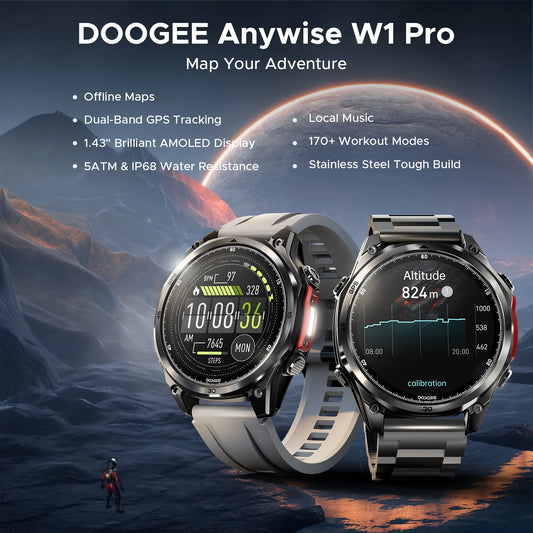 DOOGEE Anywise W1 Pro Fitness-Tracker - 350 mAh 1,4Zoll Hoch